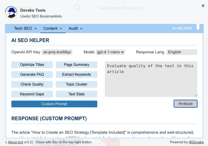 🔠🔠🔠🔠 Набор букмарклетов Devaka Tools получил обновление. Теперь можно проанализировать сод...