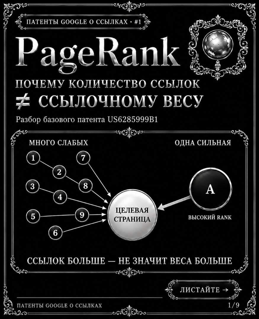 PageRank: почему количество ссылок &ne; ссылочному весу Запускаю серию разборов патентов G...