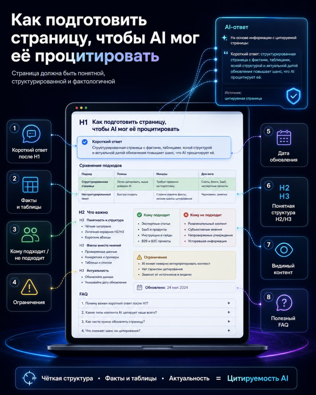 Как подготовить страницу, чтобы AI мог её процитировать AI не нужна магия, скрытый текст и...